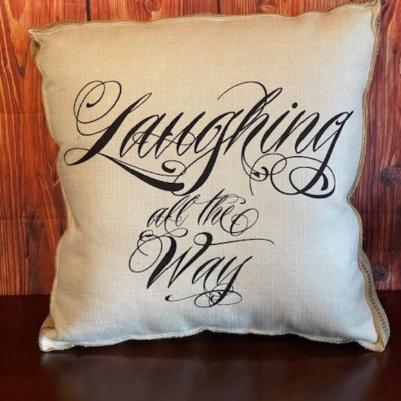 Decorative "Laughing All The Way" Throw Pillow - Christmas Home Decor Sofa - Picture 4 of 9